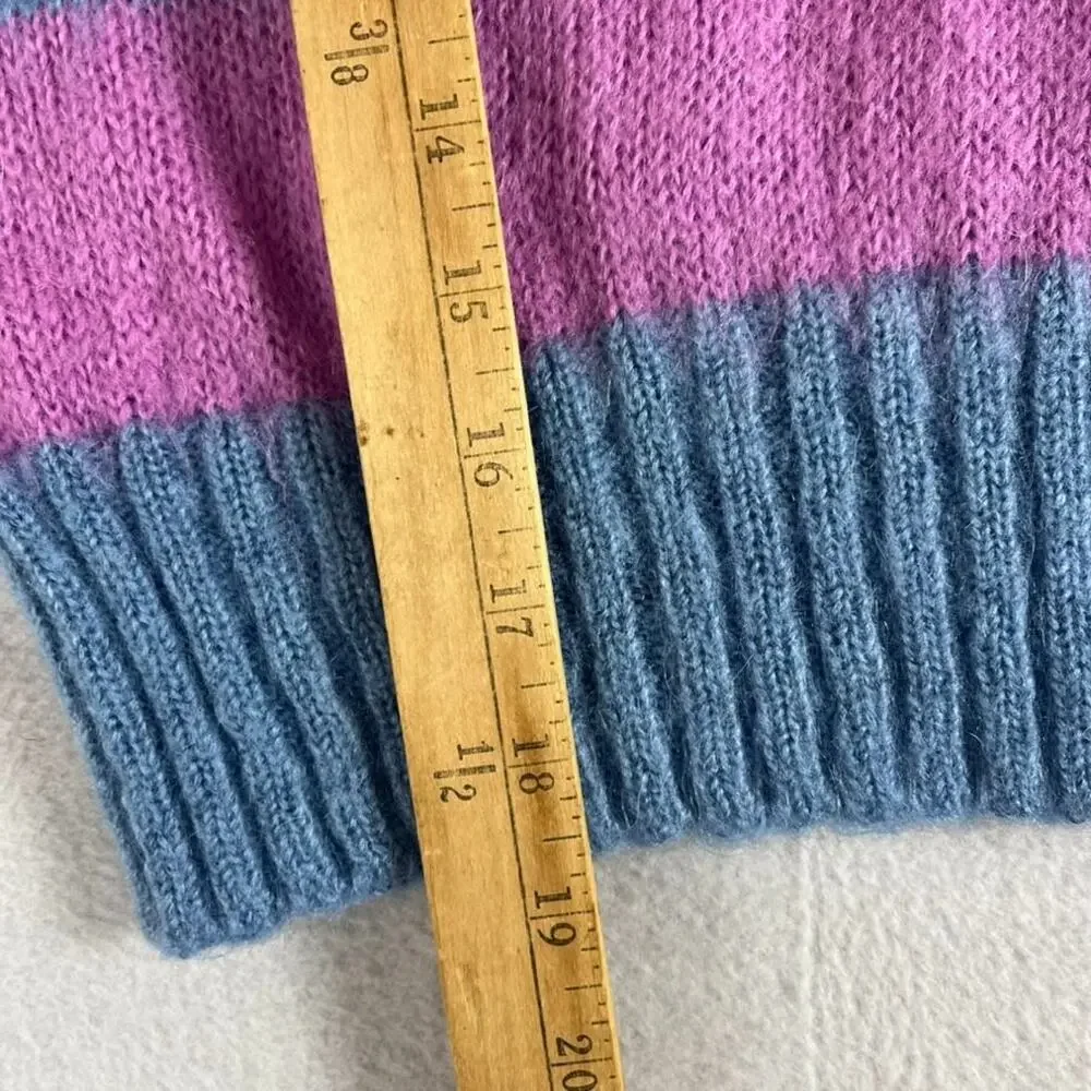 United Colors of Benetton Sweater Womens Size S Pink Blue Mohair Blend Stripe